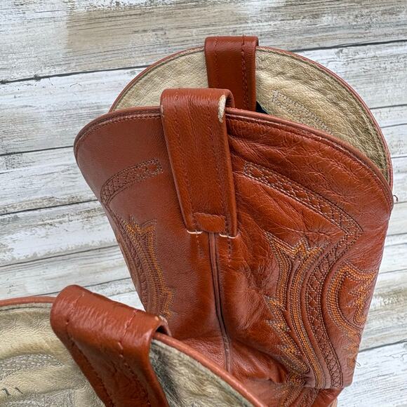 Dan Post Exotic Cowboy Boots Sz 12 D Brown Cognac Leather Quill Ostrich Western - Picture 8 of 17